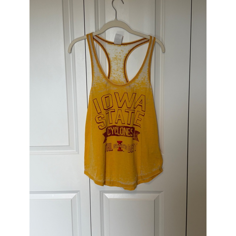 Rivalry Threads Iowa State Cyclones Burnout Racerback Tank Top Yellow Womens M